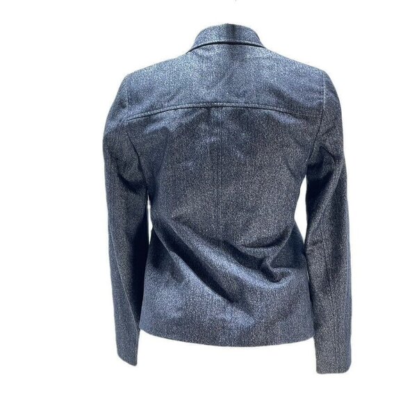 Michael Kors Petite Wool-Cotton Blend Blazer Jacket in Blue Size 4P - Picture 2 of 10